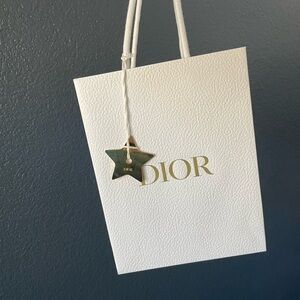Dior White Gift Bag with Gold Logo and Metal Star Ornament